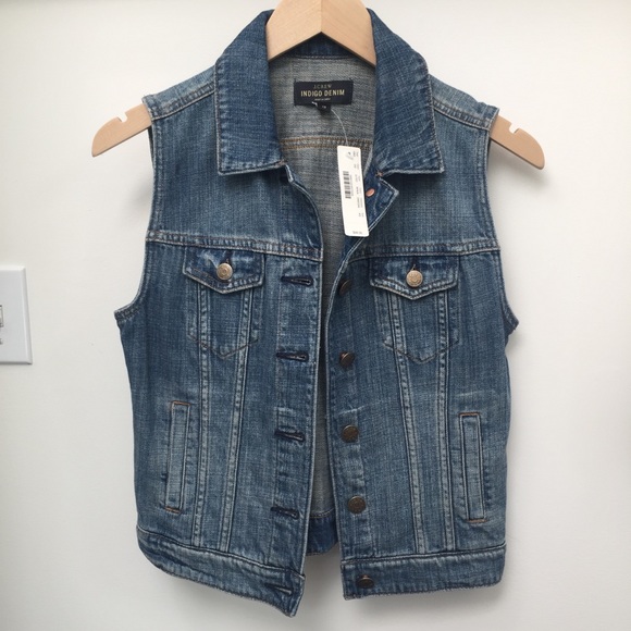 J. Crew Jackets & Blazers - J Crew Indigo Denim Button Up Vest Size XS NWT